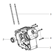 Компоненти на десното куќиште на коленестото вратило